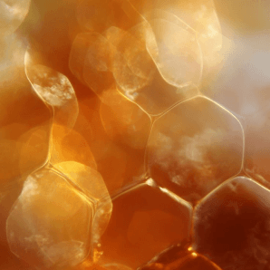 Golden cellular structures in close-up